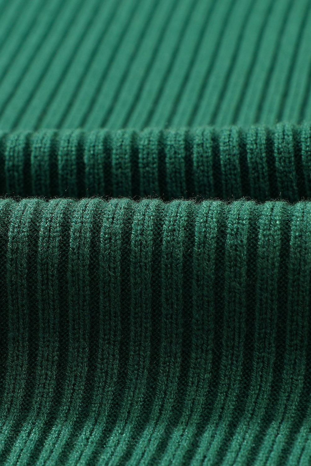 Green Patch Pocket Ribbed Knit Short Sleeve Sweater