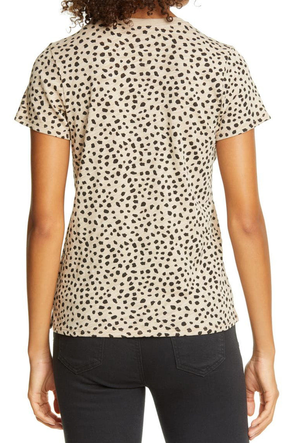 Apricot Cheetah Print O-neck Short Sleeve T Shirt