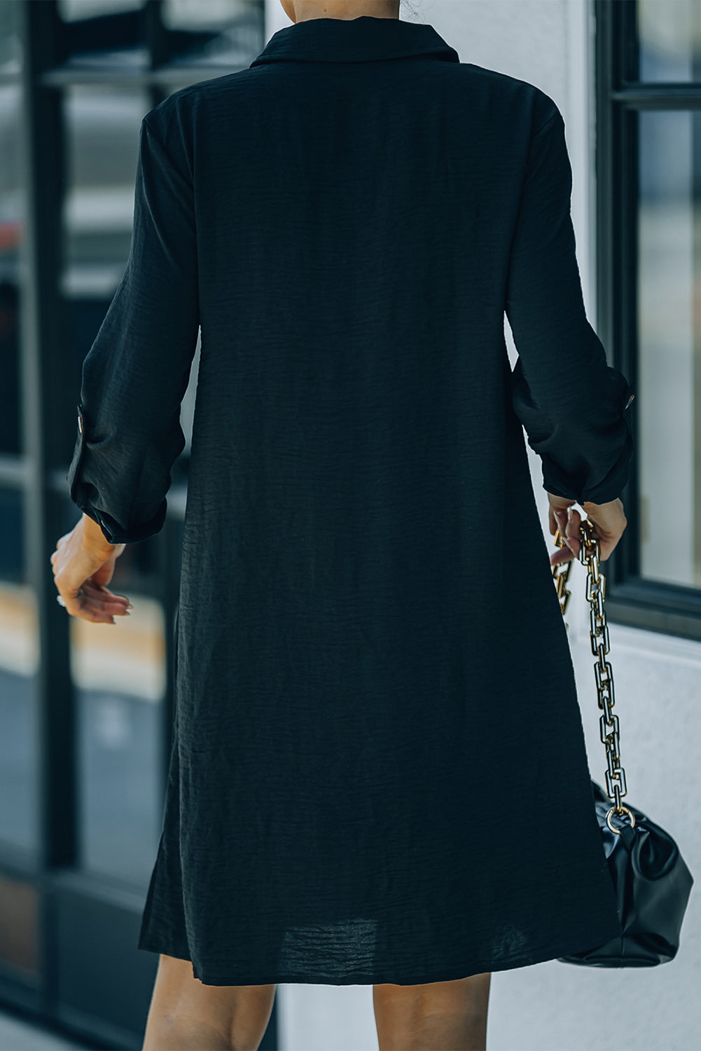 Black Cheetah Print Pocket Button Design Casual Shirt/Dress