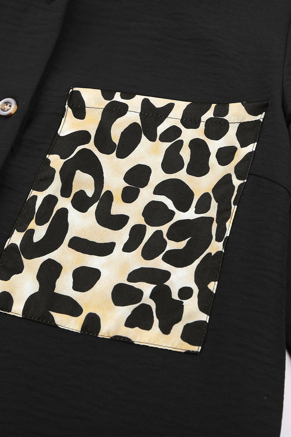 Black Cheetah Print Pocket Button Design Casual Shirt/Dress