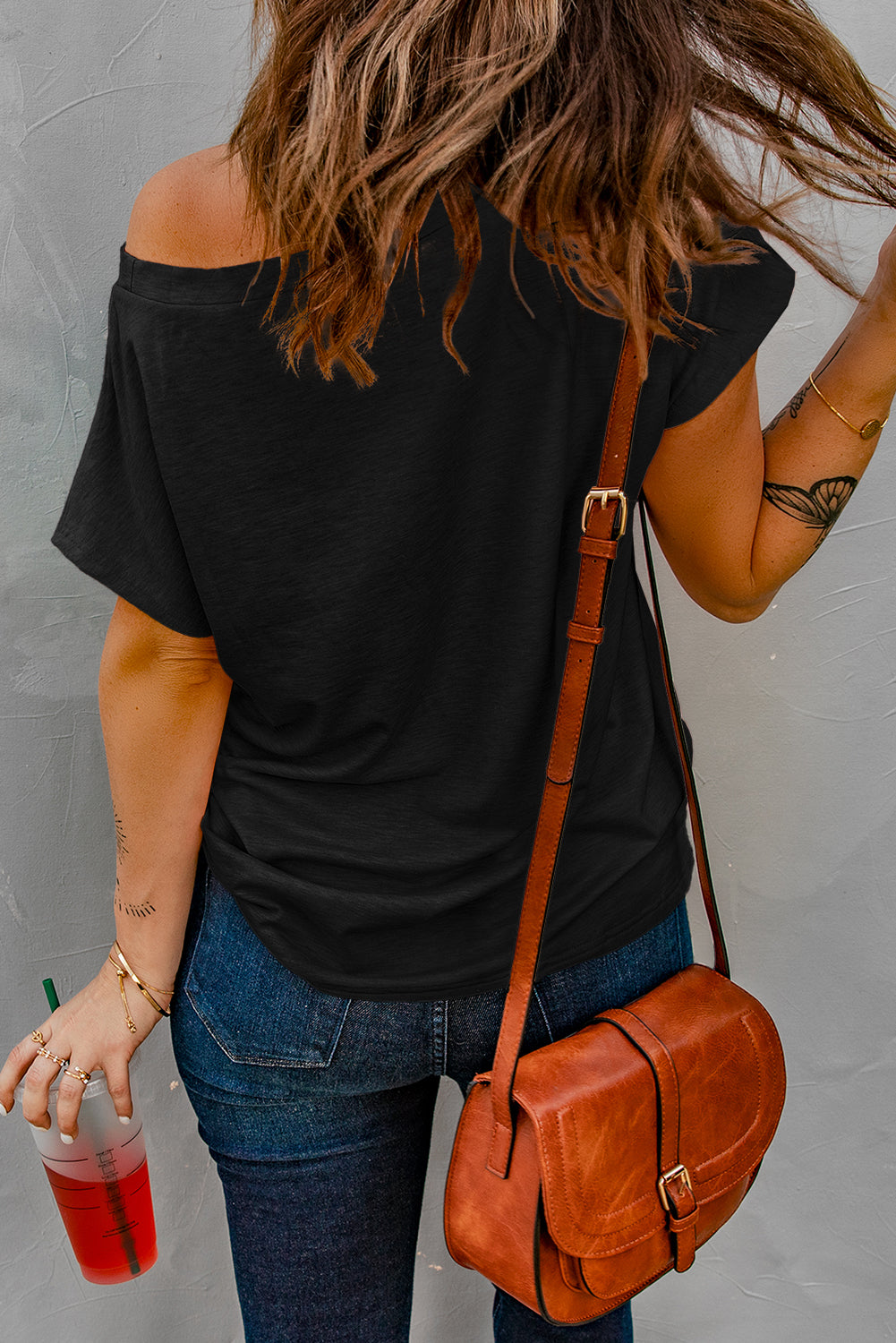 Black Pocketed Tee with Side Slits
