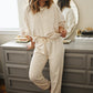 White Cheetah Print Two Piece Loose Fit Cozy Loungewear