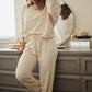 White Cheetah Print Two Piece Loose Fit Cozy Loungewear