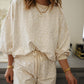 White Cheetah Print Two Piece Loose Fit Cozy Loungewear