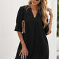 Black Ruffled Sleeve Shift Dress