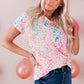 Colorful Leopard V Neck Short Sleeve Top