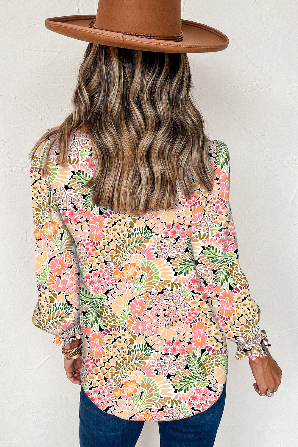 Yellow Puff Sleeve Floral Blouse