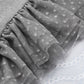 Gray Dotty Mesh Ruffle Sleeve Ribbed Knit Top