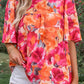 Fiery Red Floral Print Wide Sleeve Blouse