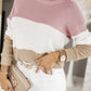 Pink Colorblock Waffle Knit Long Sleeve Top