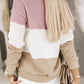 Pink Colorblock Waffle Knit Long Sleeve Top