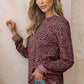 Animal Spotted Print Round Neck Long Sleeve Top