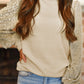 Apricot Leopard Print Long Sleeve Ribbed Knit Blouse