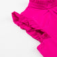 Bright Pink Pleated Mock Neck Frilled Trim Sleeveless Top