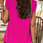 Bright Pink Pleated Mock Neck Frilled Trim Sleeveless Top