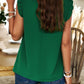 Bright Green Pleated Mock Neck Frilled Trim Sleeveless Top