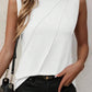 White Crew Neck Pleated Tank Top