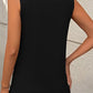 Black Crew Neck Pleated Tank Top