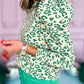 Blackish Green Leopard Print Mock Neck Puff Sleeve Top