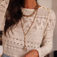 White Geometric Lace Buttoned Decor Long Sleeve Blouse