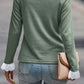 Grass Green Seam Detail Lace Contrast Cuffs Raglan Sleeve Top