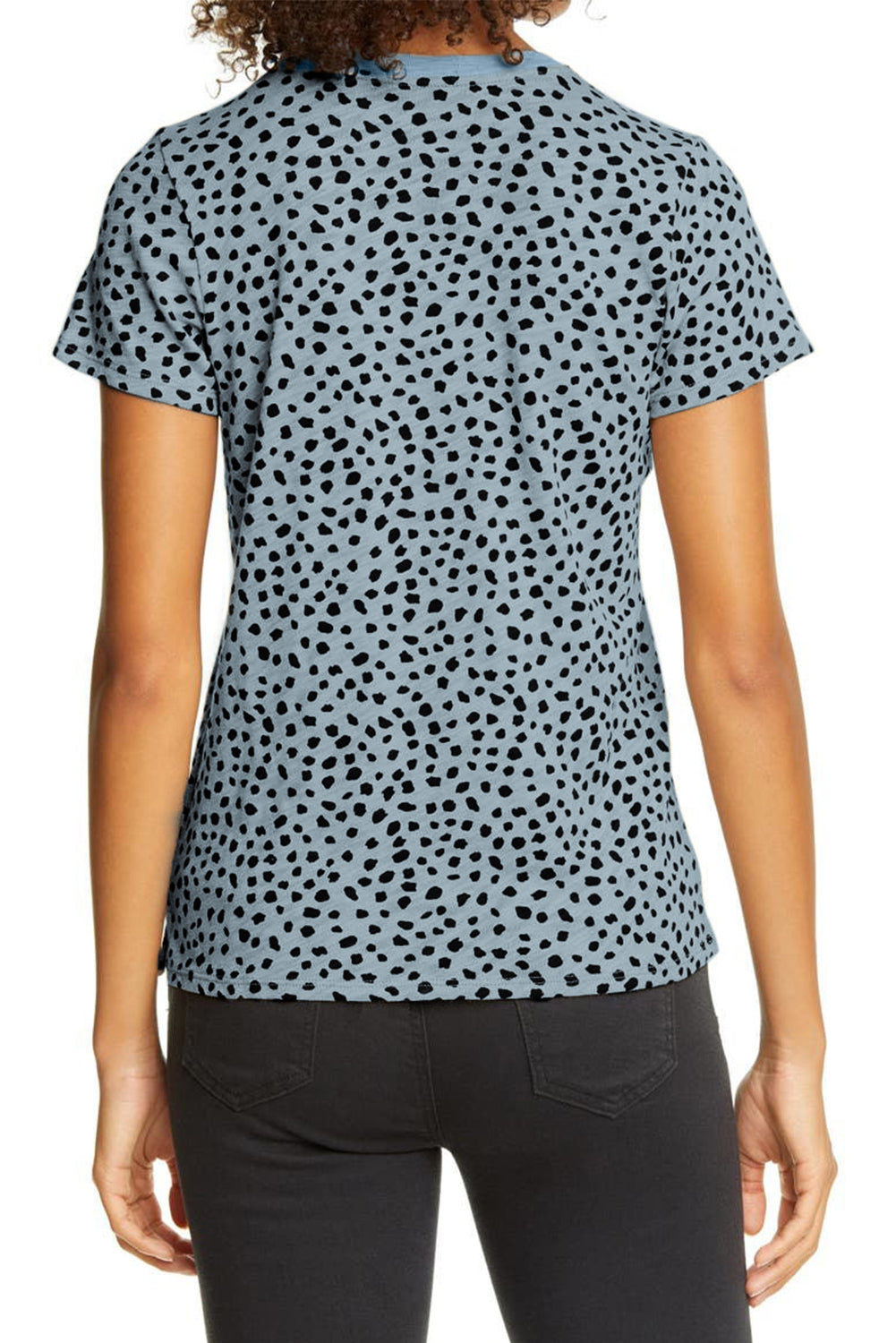 Grey Cheetah Print O-neck Short Sleeve T Shirt