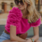 Rose Mesh Ruffled Short Sleeve T Shirt