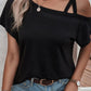 Black Asymmetric Criss Cross One Shoulder T Shirt