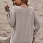 Khaki Contrast V Neck Button Cuffed Long Sleeve Top