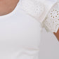 White Eyelet Ruffle Sleeve Slim Fitted Top