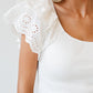 White Eyelet Ruffle Sleeve Slim Fitted Top