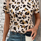 Apricot Leopard Print Round Neck Casual T Shirt