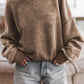 Brown Drop Shoulder Crew Neck Pullover Sweatshirt