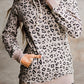 Leopard Kangaroo Pocket Drawstring High Neck Hoodie