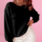 Black Bowknot Dewback Round Neck Sweatshirt