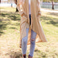 Apricot Long Sleeve Pockets High Low Open Front Cardigan