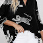 Black Tiger Print 3/4 Sleeve OVERSIZED Shirt