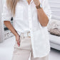 White Broidered Anglaise Crinkle Loose Shirt