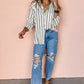 Black Stripe Chest Pocket Buttoned Oversized Shirt