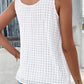 White Lattice Texture Bowknot Shoulder V Neck Tank Top