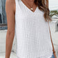 White Lattice Texture Bowknot Shoulder V Neck Tank Top