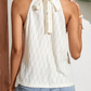 Frenchy Lace Trim Textured Halter Tank Top