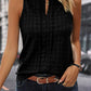 Black Lattice Textured Split Neck Tank Top