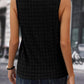 Black Lattice Textured Split Neck Tank Top