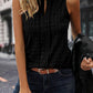 Black Lattice Textured Split Neck Tank Top