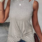 Grey Striped Cutout Twist Front Tank Top