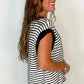 Black Stripe Chest Pocket Patch Round Neck Tank Top