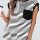 Black Stripe Chest Pocket Patch Round Neck Tank Top