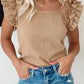 Ruffled Tiered Sleeve Square Neck Textured Top