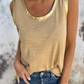 Tan Metallic Sheen Edge Scoop Neck Tank Top